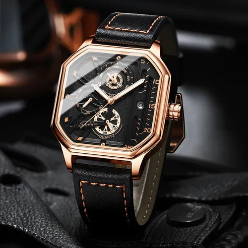 ⏱️ Reloj Cuadrado Dorado Elegancia y Modernidad en tu Muñeca