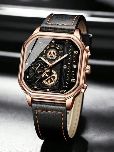 ⏱️ Reloj Cuadrado Dorado Elegancia y Modernidad en tu Muñeca