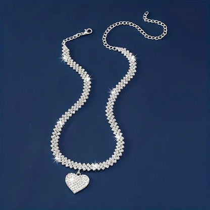 💎 Tobillera Corazón de Diamantes  Elegancia y Brillo