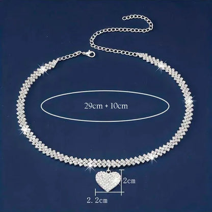💎 Tobillera Corazón de Diamantes  Elegancia y Brillo