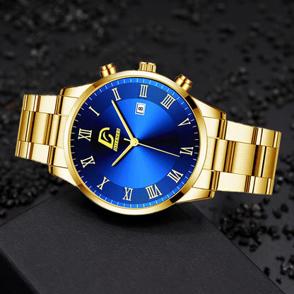 ⏱️ Reloj Elegante Azul y Dorado Distinción y Estilo en tu Muñeca