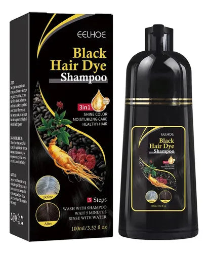 🖤 Shampoo Tinte Negro Cabello Oscuro y Sin Canas en Minutos