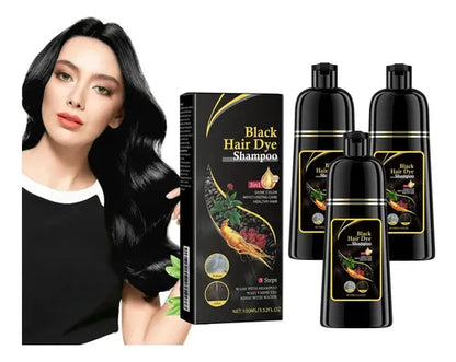 🖤 Shampoo Tinte Negro Cabello Oscuro y Sin Canas en Minutos