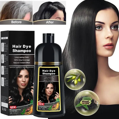 🖤 Shampoo Tinte Negro Cabello Oscuro y Sin Canas en Minutos